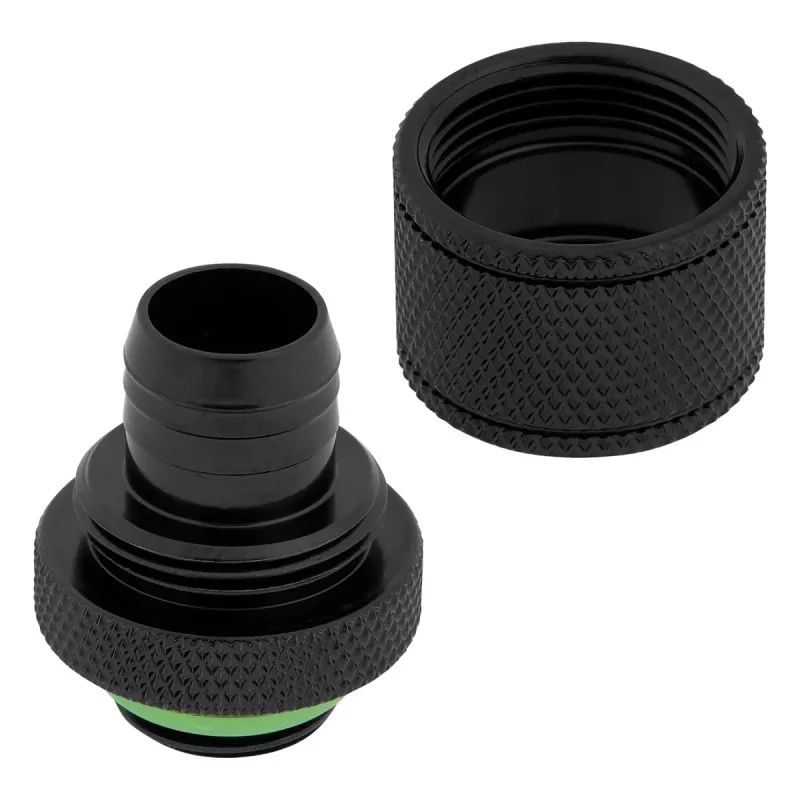 CORSAIR Hydro X Series XF Złączka kompresyjna, prosta, gwint męski G1/4 inch do węża miękkiego 13/10mm, czarna – zestaw 4 szt.