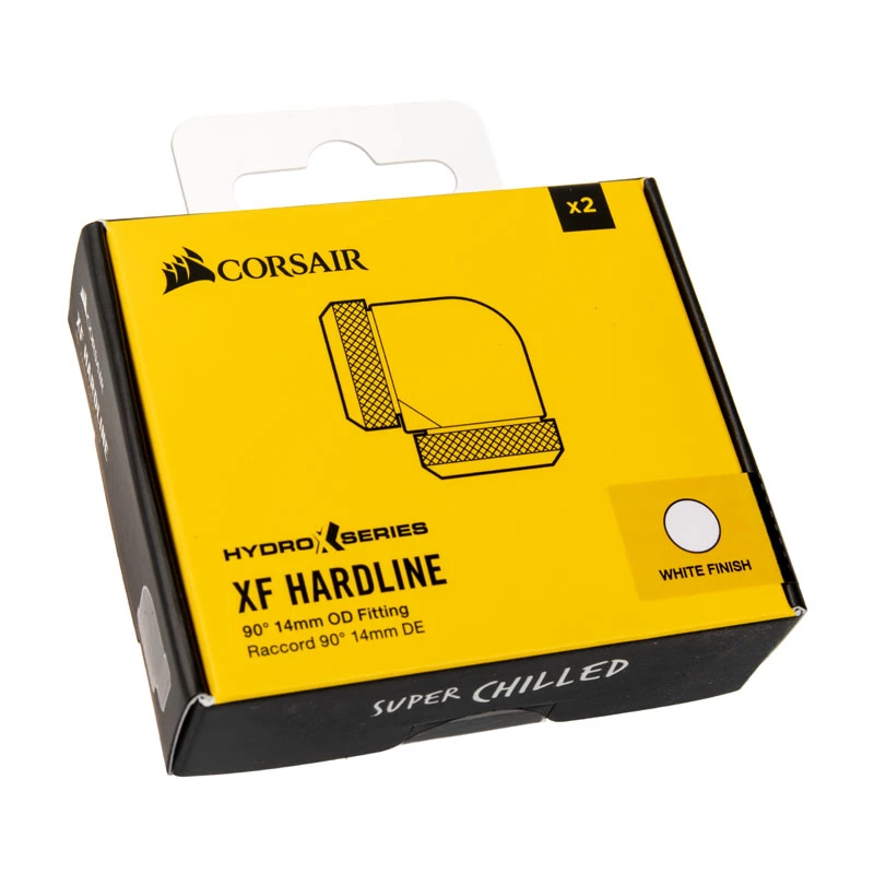 Corsair Hydro X Series XF Hardline 90° 14mm OD - Kątowy adapter montażowy do układu chłodzenia cieczą - Biały (opakowanie 2 szt.)