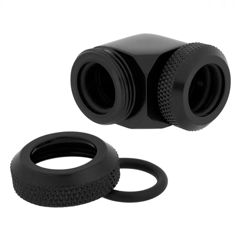 Corsair Hydro X Series XF Hardline Adapter 90 Degree 12mm AD to 12mm AD Hardtube, Pack of 2, Czarny