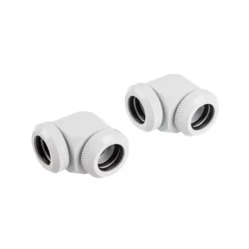 CORSAIR Hydro X Series XF Adapter do twardych rurek 90 stopni 12mm OD do 12mm OD - Zestaw 2 szt., Biały