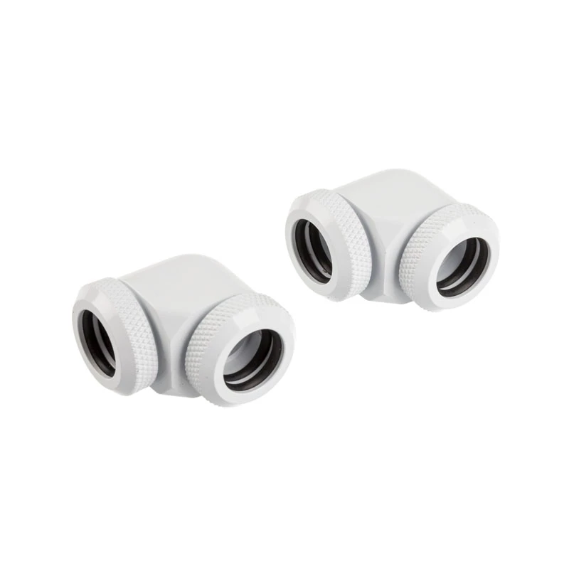 CORSAIR Hydro X Series XF Adapter do twardych rurek 90 stopni 12mm OD do 12mm OD - Zestaw 2 szt., Biały