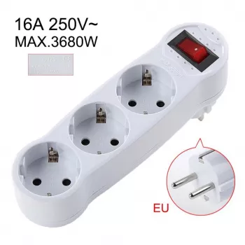 CP EU3 Perfect Travel Slim 180° Euro Gniazdo Sieciowe Rozgałęźnik na 3 Gniazda 250V 16A Czarny