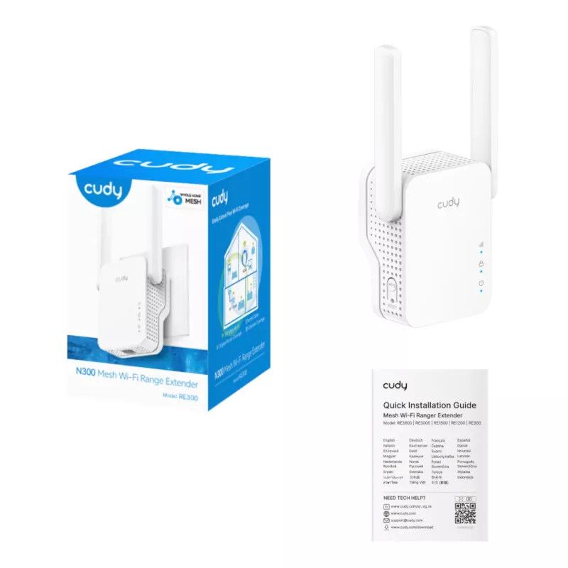 Cudy N300 Mesh Wi-Fi Wzmacniacz zasięgu | Wtyczka ścienna