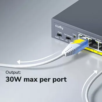 CUDY POE40 4-portowy przełącznik/rozszerzacz PoE z 1 portem uplink, 802.3af/at, 250m Extend, metalowa obudowa