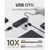 Cudy UH40A PortMate USB-A do 4-portowego koncentratora USB 3.0 5Gbps Tylko dane Plastik Kompakt Czarny