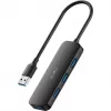 Cudy UH40A PortMate USB-A do 4-portowego koncentratora USB 3.0 5Gbps Tylko dane Plastik Kompakt Czarny