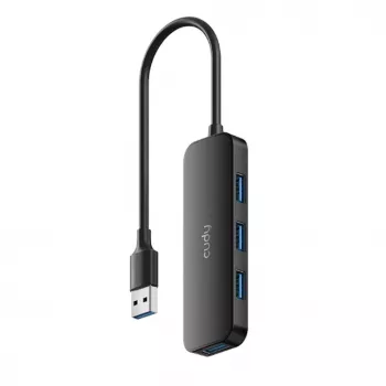 Cudy UH40A PortMate USB-A do 4-portowego koncentratora USB 3.0 5Gbps Tylko dane Plastik Kompakt Czarny