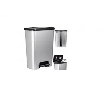 Curver Deco Bin Pedal Bin 50L Silver