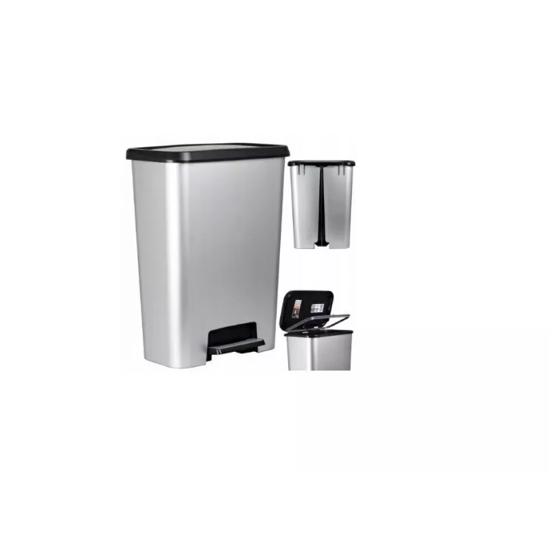 Curver Deco Bin Pedal Bin 50L Silver