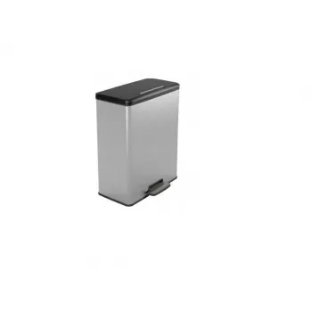 CURVER Deco Bin Pedałowy Kosz na Śmieci 65L Srebrny Efekt Metaliczny
