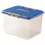 CURVER Hobby Optima 30L Pojemnik do przechowywania z pokrywką i uchwytem, przezroczysta podstawa z niebieską pokrywką, 42,8 x 34 x 28,1 cm