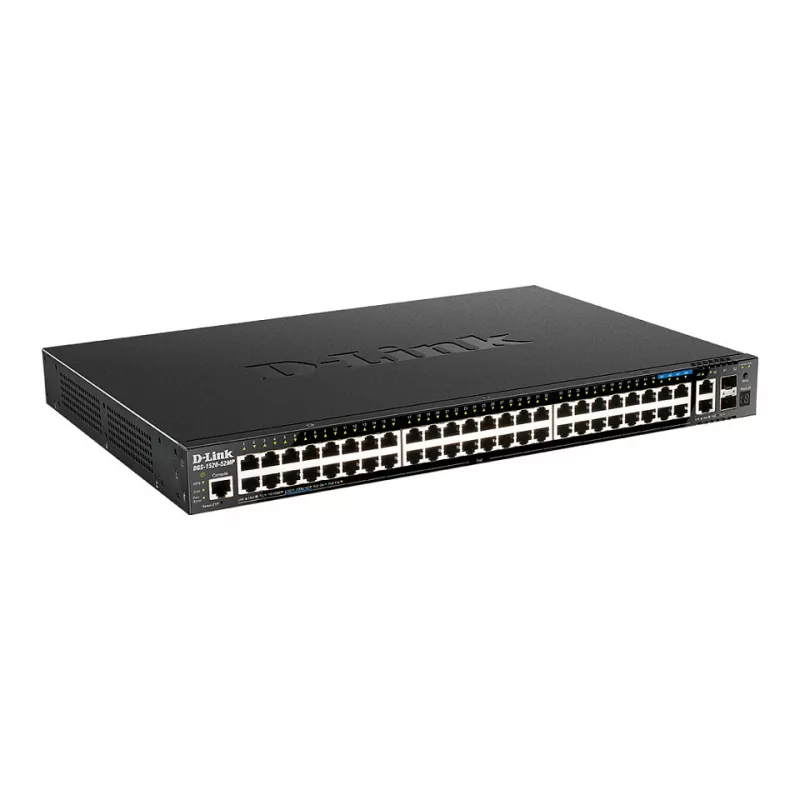 D-Link DGS-1520-52MP 52-portowy Gigabitowy zarządzalny switch PoE+ z 4 uplinkami SFP+ 10G, do montażu w szafie