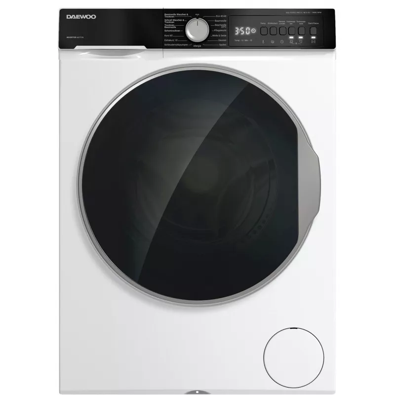 DAEWOO WD-FC85514W1A-DE Pralka ładowana od przodu, 8 kg, 1400 obr/min, Biały/Czarny