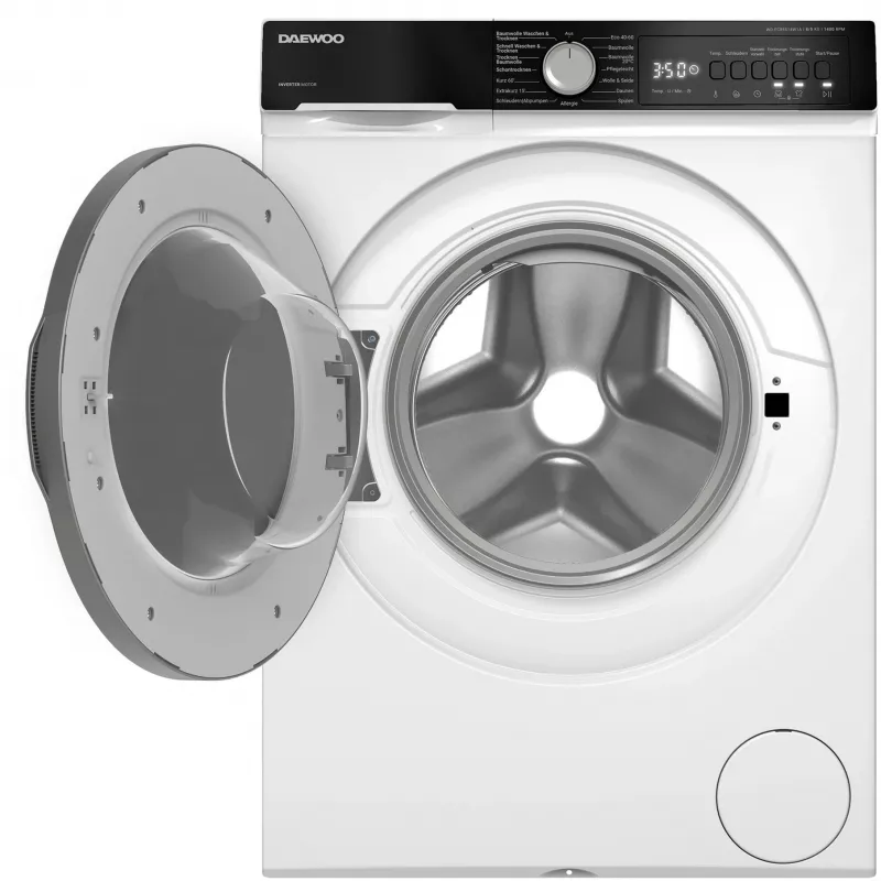 DAEWOO WD-FC85514W1A-DE Pralka ładowana od przodu, 8 kg, 1400 obr/min, Biały/Czarny