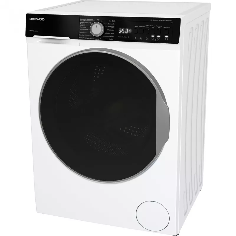 DAEWOO WD-FC85514W1A-DE Pralka ładowana od przodu, 8 kg, 1400 obr/min, Biały/Czarny