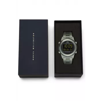 DANIEL WELLINGTON Classic 42mm Stalowy Zegarek z Czarnym Skórzanym Paskiem - Koperta Różowe Złoto, Tarcza Ecru, Kwarc Japoński