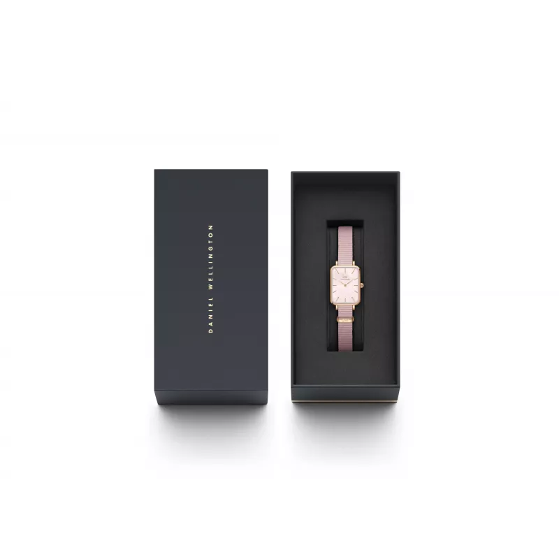 DANIEL WELLINGTON Petite Lumine Zegarek Damski 20mm Różowe Złoto Stal Nierdzewna Siateczka Tarcza z Masą Perłową DW00100509