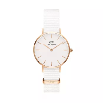 Zegarek damski DANIEL WELLINGTON Petite Melrose 28mm, różowe złoto, bransoleta mesh DW00100313