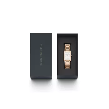 DANIEL WELLINGTON Petite Melrose Zegarek Damski 35mm Różowe Złoto Stal Nierdzewna Siatka DW00100702