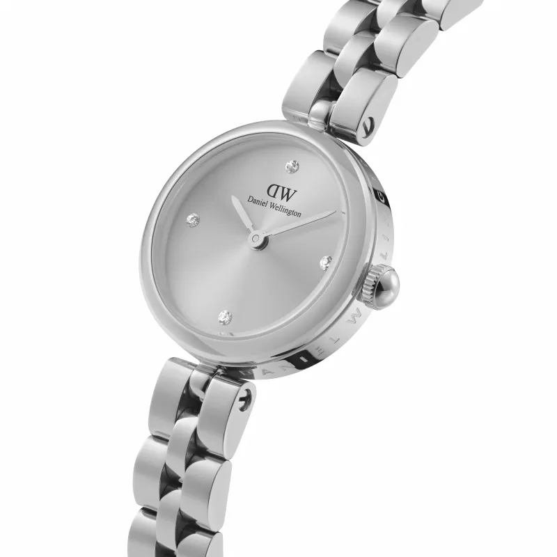 Zegarek damski Daniel Wellington Quadro Mini Pressed Sheffield DW00100719 - Koperta ze stali szlachetnej w kolorze różowego złota 22 mm, tarcza w kolorze skorupki jajka, czarny włoski pasek skórzany