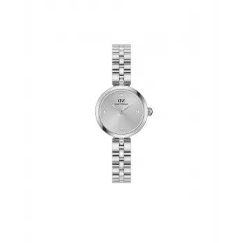 Zegarek damski Daniel Wellington Quadro Mini Pressed Sheffield DW00100719 - Koperta ze stali szlachetnej w kolorze różowego złota 22 mm, tarcza w kolorze skorupki jajka, czarny włoski pasek skórzany