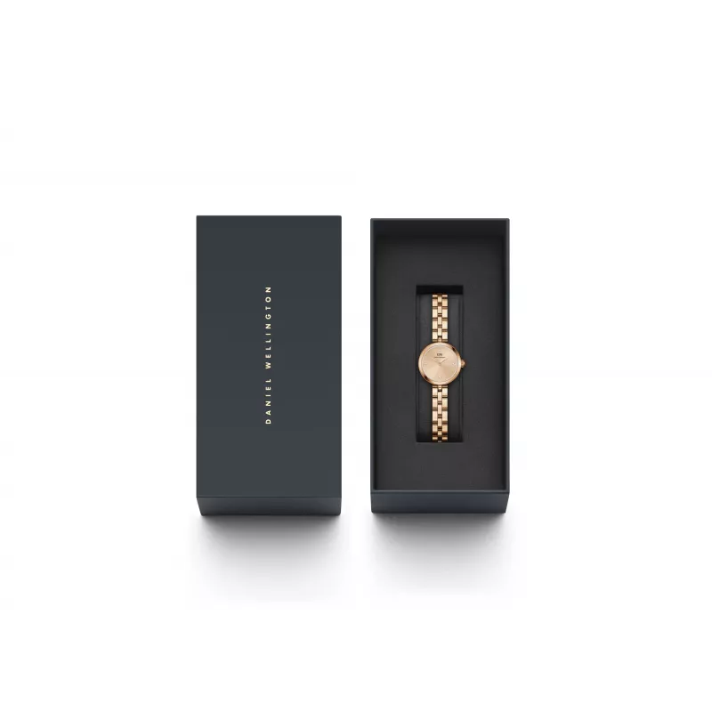 Daniel Wellington Quadro Zegarek Damski 22mm Różowe Złoto Koperta ze Stali Nierdzewnej Czarny Skórzany Pasek DW00100720