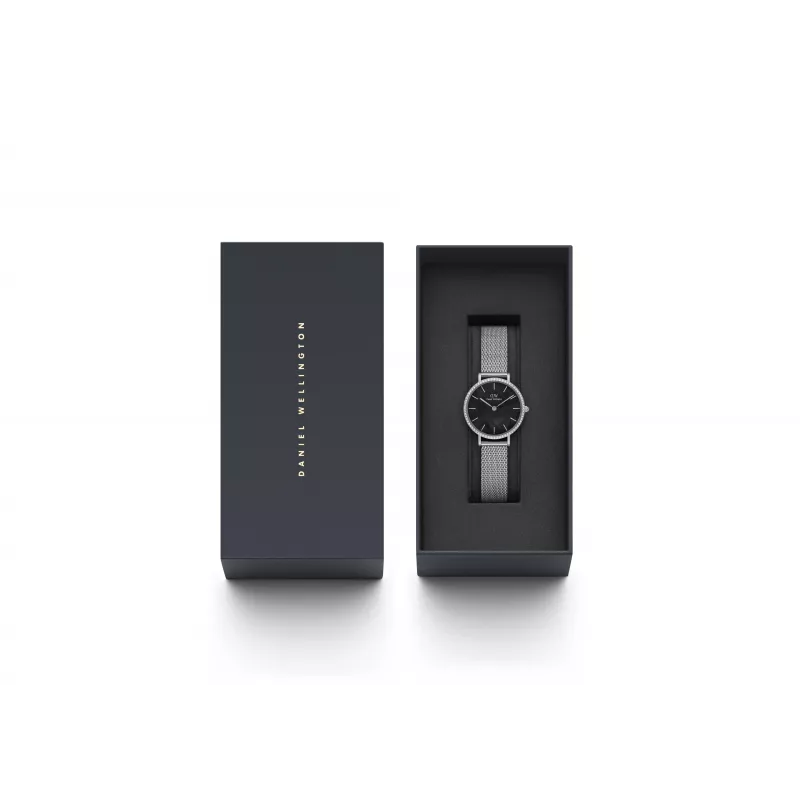 DANIEL WELLINGTON Quadro Zegarek Damski 28mm Różowe Złoto Stal Szlachetna Czarna Skóra DW00100661