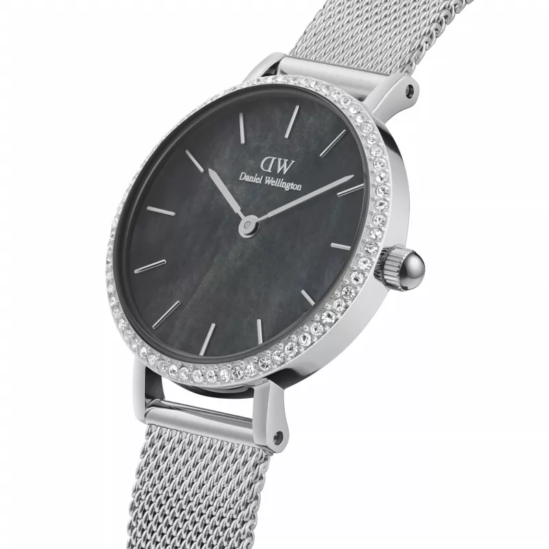 DANIEL WELLINGTON Quadro Zegarek Damski 28mm Różowe Złoto Stal Szlachetna Czarna Skóra DW00100661