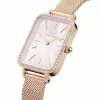 DANIEL WELLINGTON Quadro Zegarek damski DW00100669 - Koperta ze stali szlachetnej w kolorze różowego złota 20 mm, czarny skórzany pasek