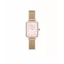 DANIEL WELLINGTON Quadro Zegarek damski DW00100669 - Koperta ze stali szlachetnej w kolorze różowego złota 20 mm, czarny skórzany pasek