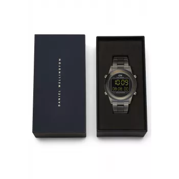 DANIEL WELLINGTON Zegarek Unisex DW00100765 42mm Różowe Złoto Koperta ze Stali Nierdzewnej Czarny Skórzany Pasek Kwarcowy