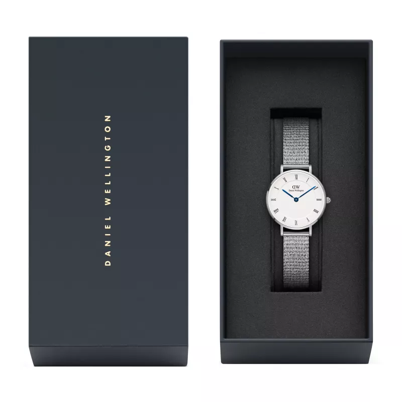 Zegarek damski DANIEL WELLINGTON DW00100684 28mm srebrna siateczka stalowa