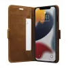 DBRAMANTE 1928 Copenhagen Slim Flip Case do Apple iPhone 13 Pro Max, skóra pełnoziarnista, jasnobrązowy, zapięcie magnetyczne, 3 kieszenie na karty, funkcja stojaka, obsługa ładowania bezprzewodowego