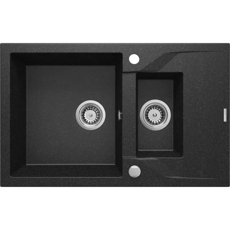 DEANTE 1.5-Bowl Granite Composite Sink with Drainer - Graphite - Inset Mount
