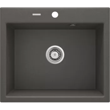 DEANTE 1-komorowy zlew granitowo-kompozytowy z ociekaczem, grafitowy, wpuszczany, szafka 450 mm