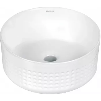 DEANTE Ceramiczna asymetryczna umywalka nablatowa biała 45mm odpływ
