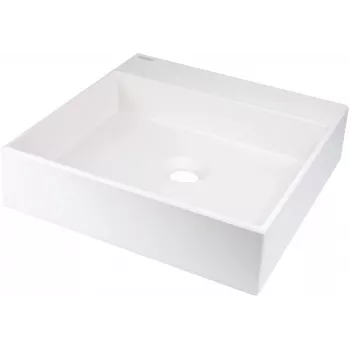 DEANTE Granitowa umywalka nablatowa z otworem na baterię - 400x400 mm Czarny Onyks