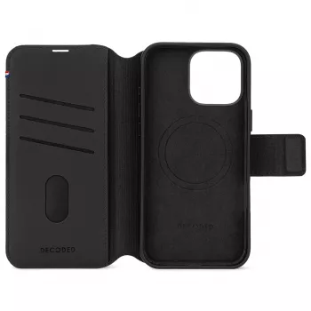 Decoded Skórzane etui z odpinanym portfelem do iPhone 16 Pro Max, kompatybilne z MagSafe, czarne
