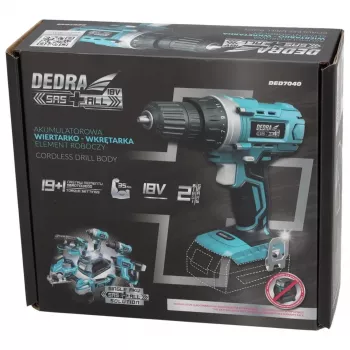 DEDRA DED7040 18V Wiertarko-wkrętarka udarowa z momentem 50 Nm, 13 mm metalowy uchwyt, oświetlenie LED