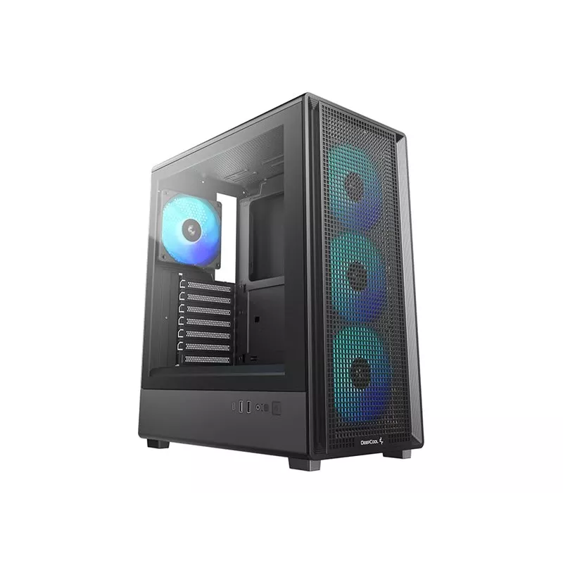 Obudowa Mid Tower Deepcool CC550 4F, 4x 120mm Wentylatory LED, Szkło hartowane, Czarna