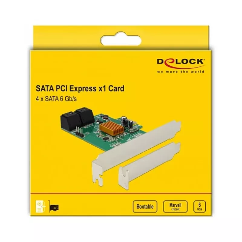 DeLOCK 4-portowa karta kontrolera SATA 6Gb/s PCIe 2.0 x1 z Marvell 88SE9215