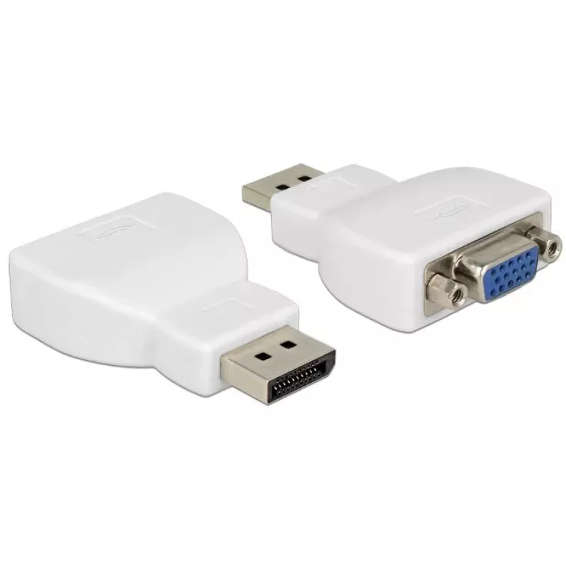 DELOCK Adapter DisplayPort 1.1 Męski na VGA Żeński Biały