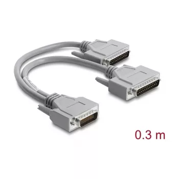 Delock Adapter Y-Cable Serial RS-232 LFH D-Sub HD 60-pin Male to 2x D-Sub 25-pin Male 0.3m Grey