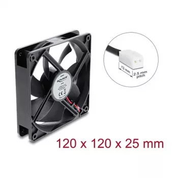 Delock wentylator osiowy 48 V DC 120 x 120 x 25 mm złącze 2-pin czarny