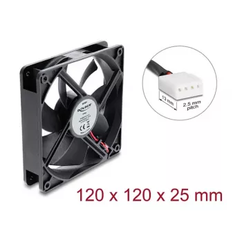 Delock Wentylator Osiowy 48 V DC, 120 x 120 x 25 mm, 4-Pin PWM, Czarny