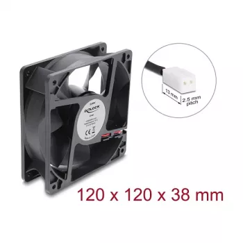 Delock Wentylator osiowy 48 V DC, 120 x 120 x 38 mm z złączem 2-pin, czarny