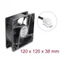 Delock Wentylator osiowy 48 V DC, 120 x 120 x 38 mm z złączem 2-pin, czarny