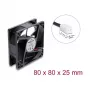 Delock Axial Fan 48 V DC, 80 x 80 x 25 mm, 2-Pin Connector, Black