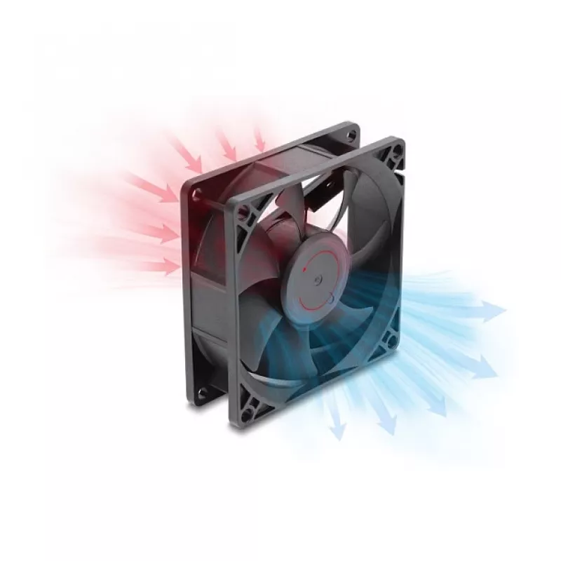 Delock Axial Fan 48 V DC, 80 x 80 x 25 mm z 4-pin PWM Connector, Czarny