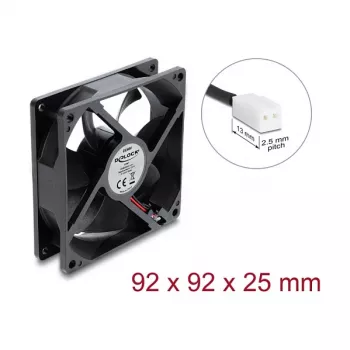 Delock Axial Fan 48 V DC, 92 x 92 x 25 mm z 2-pinowym złączem wentylatora, czarny